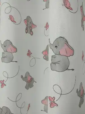 Sevimli Filler Desenli Baskılı Zebra Perde Bebek Odası Perdesi- Gri-Füme-Antrasit-Pembe