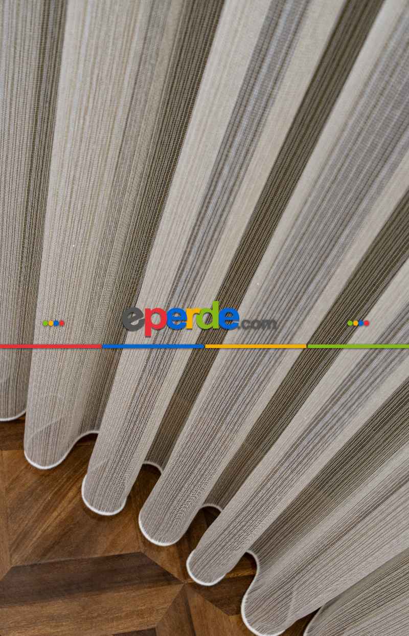 Altın Çizgili Düz Fantezi Tül Perde