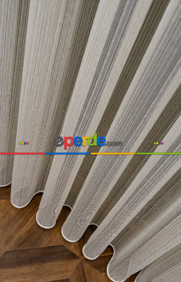 Altın Çizgili Düz Fantezi Tül Perde