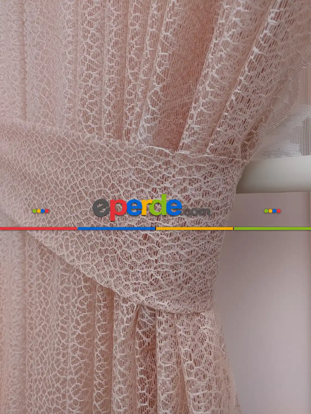 Pudra Pembe Kdk Örme Tül Fon Perde#- Pembe Pudra Pembe