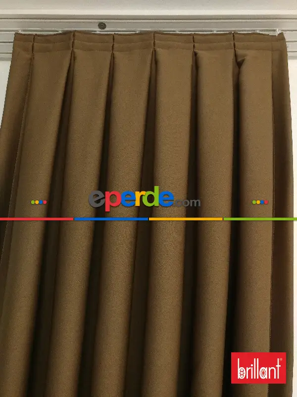 Yatak Odası - Brillant Karartma Blackout Kahve Renk Fon Perde- Kahve