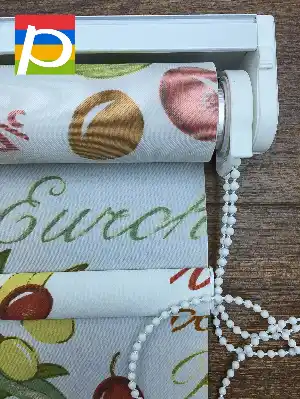 Meyve,mutfak Baskılı, Stor Perde- Kırmızı-Sarı-Kahve Koyu-Açık Yeşil