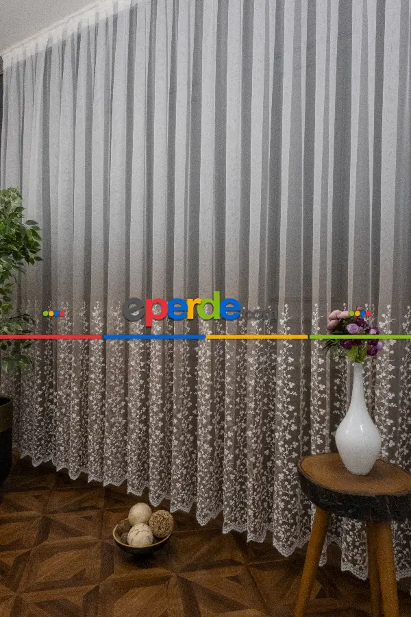 Salon - Etek Geniş Desenli Tasarım Tül