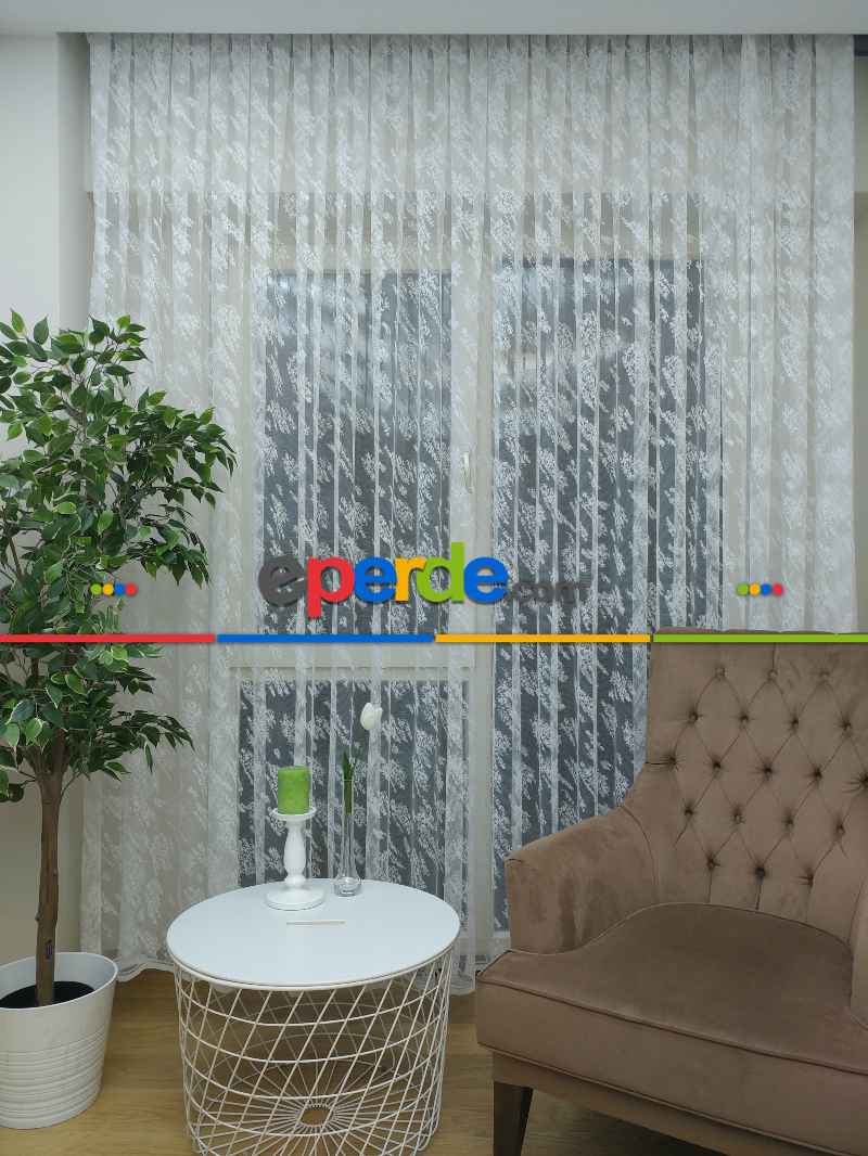 Mutfak Tül Perde Spor Desen - Ütü İstemez- Ekru