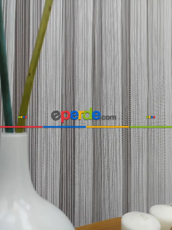 Tül Perde 4 Farklı Desen %35 Extra İndirim Sınırlı Stok 1/3 Sık Pile Seçeneği- Ekru 125cm X 260cm 