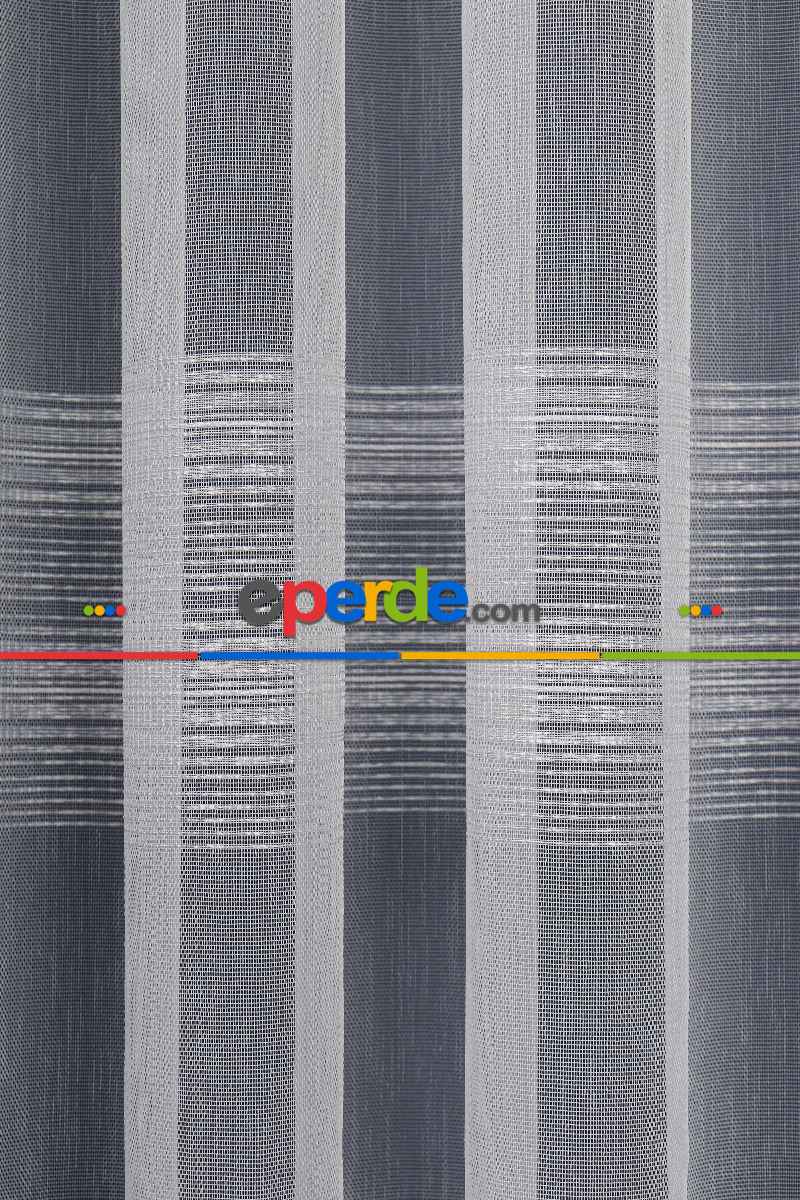 Yatak Odası - Enine Bantlı Simli Düz Tül Perde Ütü Istemez