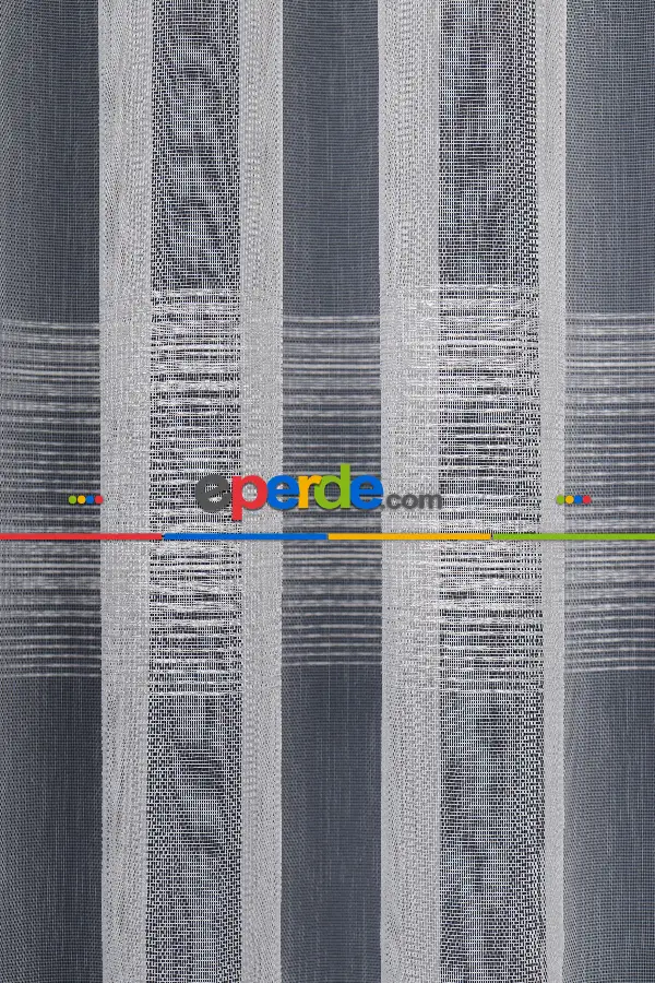 Enine Bantlı Simli Düz Tül Perde Ütü Istemez