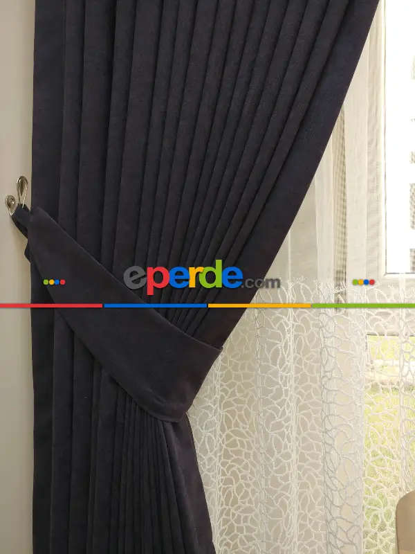 Yatak Odası - Antrasit Gri Düz Fon Perde (  Dökümlü Fon )- Antrasit