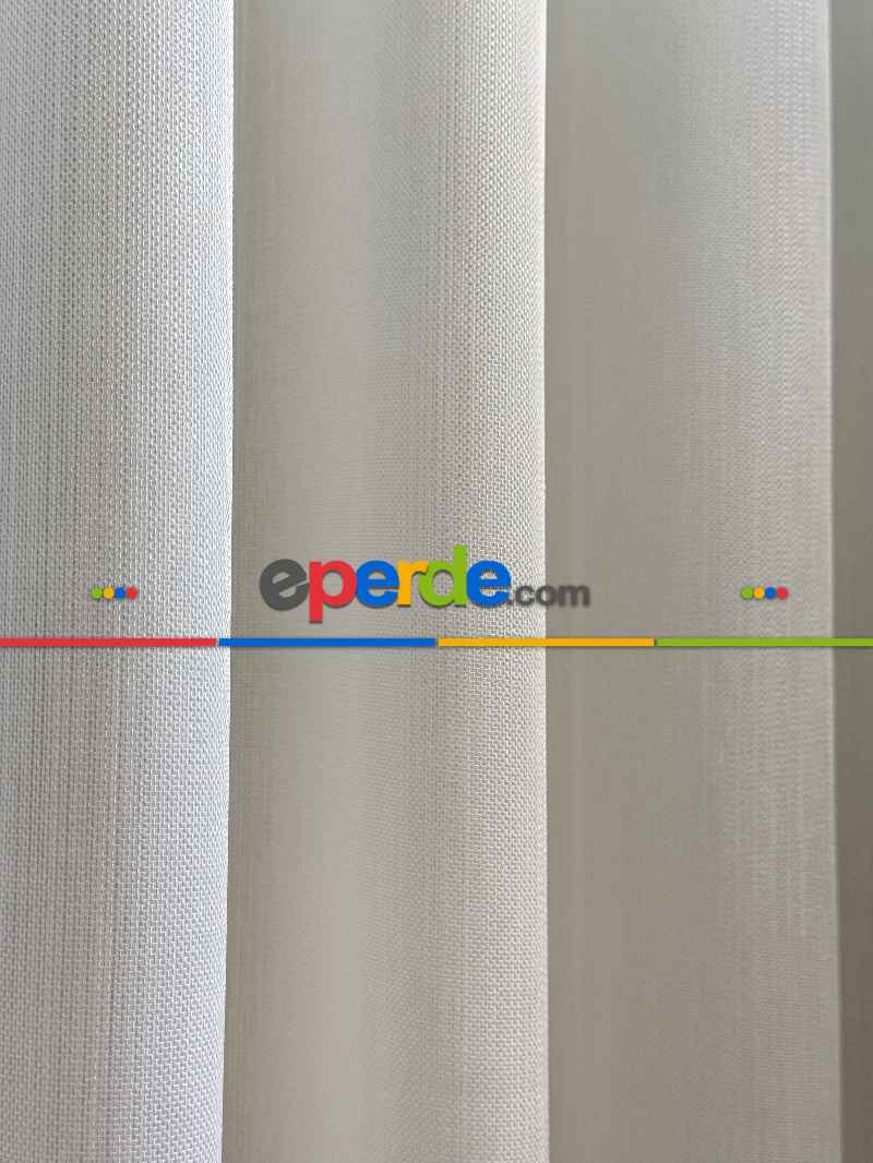 Ekru Çizgili Tül Perde, Ağır Gramajlı Premium Seri, Kurşunlu Tül