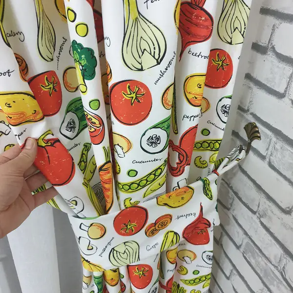 Sebze Desenli Fon Perde K735 Kumaşı Kalındır Duck Bezi Değildir- Yeşil-Kırmızı-Sarı-Beyaz-Turuncu