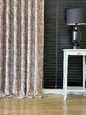 Patine Desenli Bej Kiremit Desenli Jakar Fon Perde (285 En)- Gri-füme-antrasit-kiremit Rengi