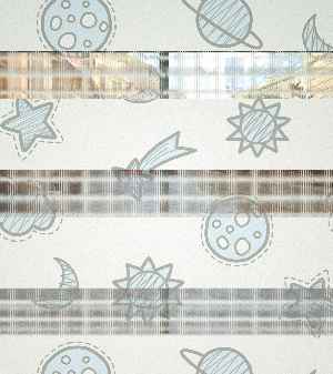 Gezegen Desenli Baskılı Zebra Perde- Çok Renkli