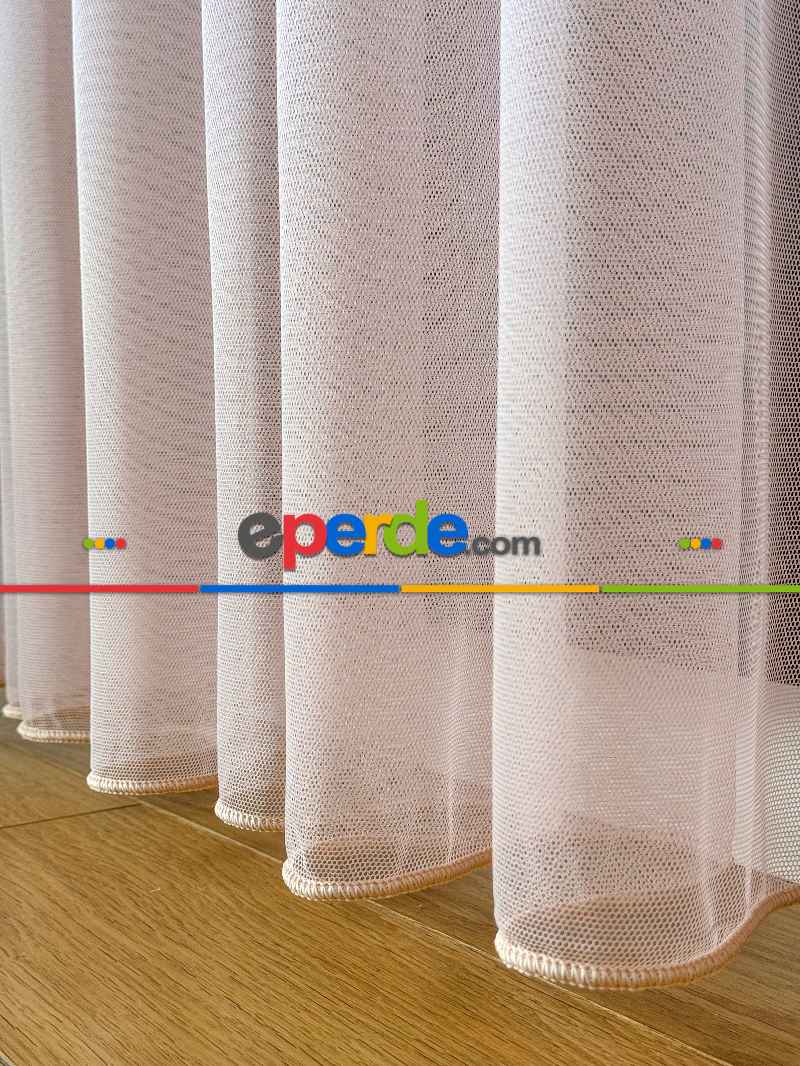 Pembe Grek Zemin Düz Tül Perde - Kurşunlu