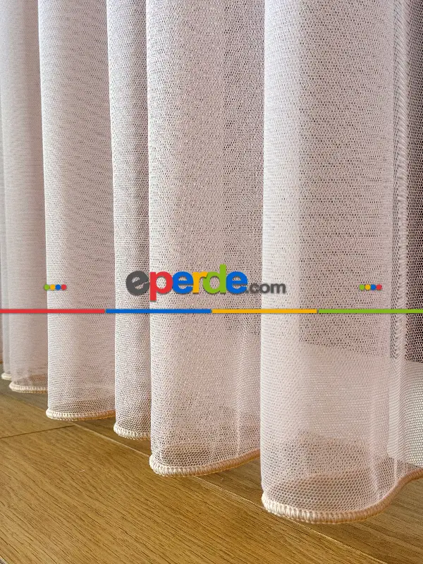 Kız Çocuk Odası Tül -  Toz Pembe Grek Zemin Düz Tül Perde - Kurşunlu