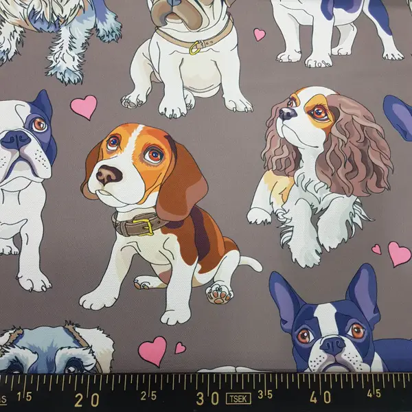 Köpek Desenli Fon Perde Evm623 Kumaşı Kalındır Duck Bezi Değildir- Siyah-Lacivert-Kahverengi-Beyaz-Pembe