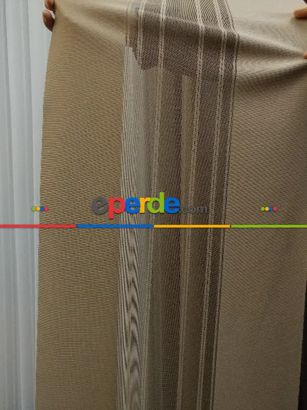 Lens Akıllı Dikey Tül Perde 118- Beyaz-kahve Koyu-vizon Rengi- Çok Renkli 2-taş Rengi