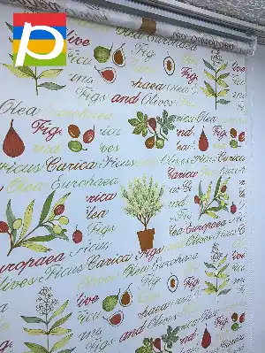 Meyve,mutfak Baskılı, Stor Perde- Kırmızı-Sarı-Kahve Koyu-Açık Yeşil