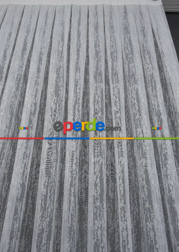 Taç Fransız Dantel Örme Tül Perde Konak151