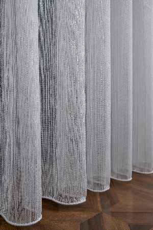% 50 İndirimli Hazır Ürün Çizgi Gümüş Simli Çelik Sim Çizgili Pırıltılı Işıltılı Tül Tasarım Perde
