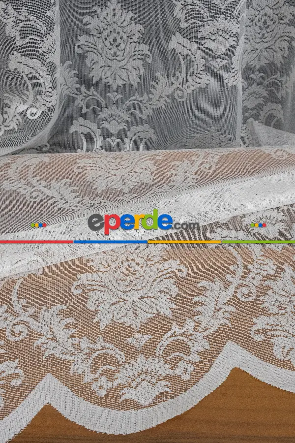 Damaks Desenli Fransız Danteli Örme Tül Damaks Desen