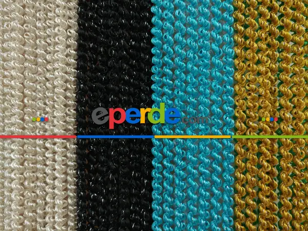 Açık Bej Rengi İp Perde Duble Bukle Serisi- Bej-gümüş