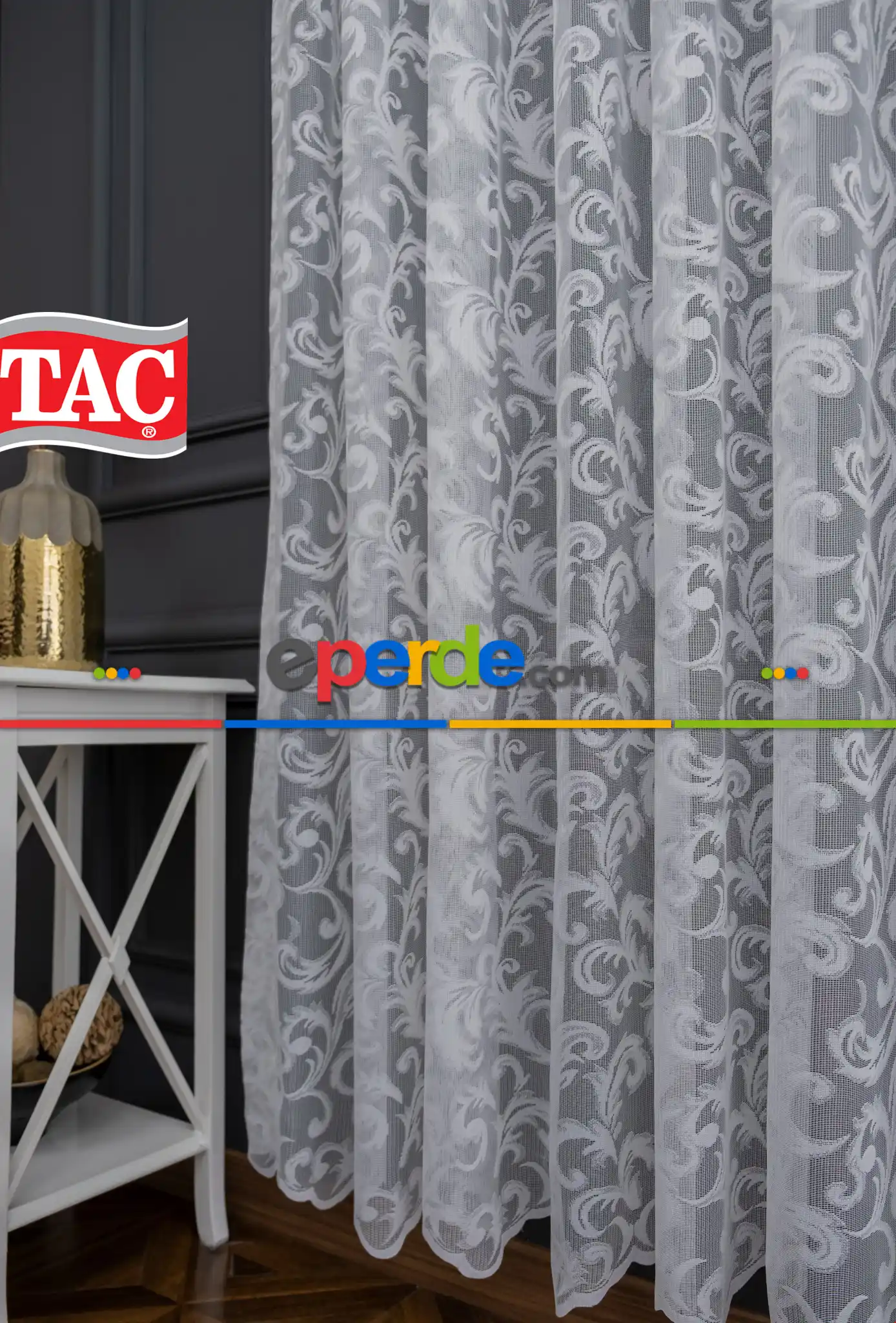 Taç Perde Şal Desen Kırışmaz Tasarım Tül Perde Modelleri