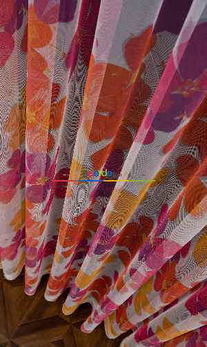 Hazır Ölçülü Petek Zemin Mor Ve Turuncu Renkli Çiçek Desenli Grek Baskılı Tül Perde