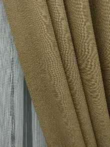 Keten Kumaş Kahve Rengi Düz Fon Perde( )- Sütlü Kahve