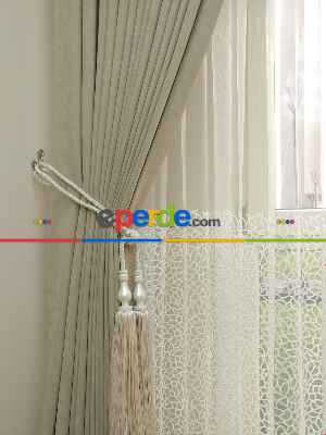 Bej Rengi - Düz Fon Perde ( Dökümlü Fon Perde)- Bej