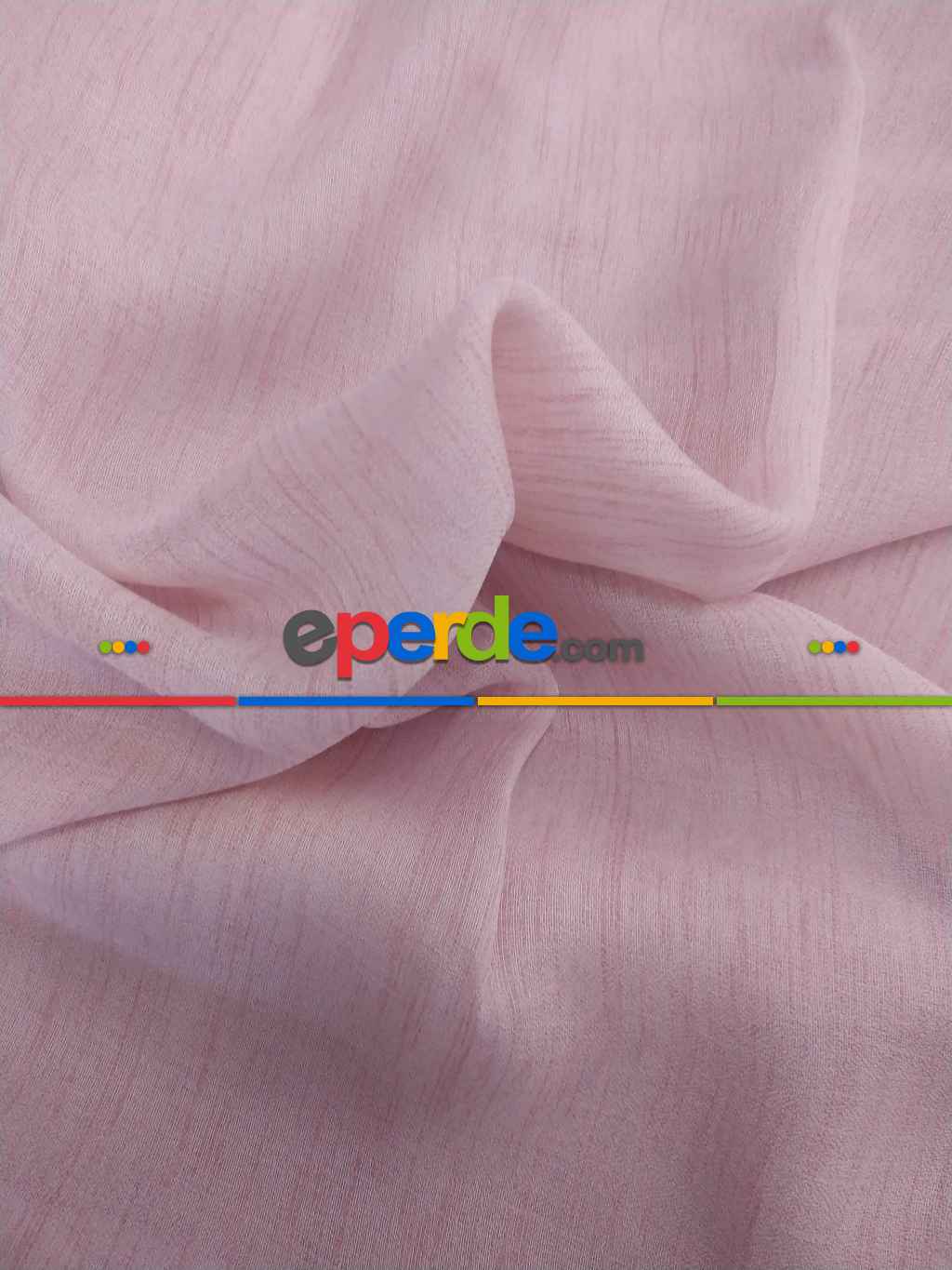 Modern Keten Tül Perde - Pudra Pembe L- Pembe Pudra Pembe