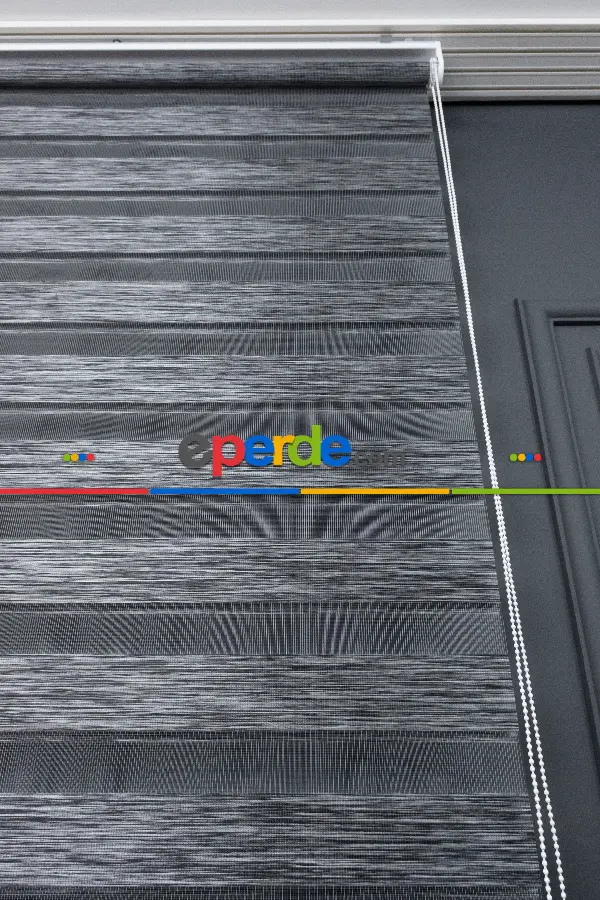 Koyu Gri Antirasit Bambu Zebra Perde 100x200