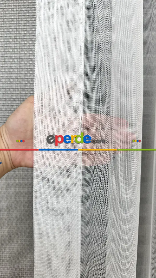 Ekru Açık Altın Etek Ucu Özel İplik Damask Brode İşlemeli Tül Perde - Ağır Gramajlı Premium Nakışlı