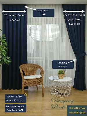 Salon Koyu Lacivert Fon Perde- Lacivert