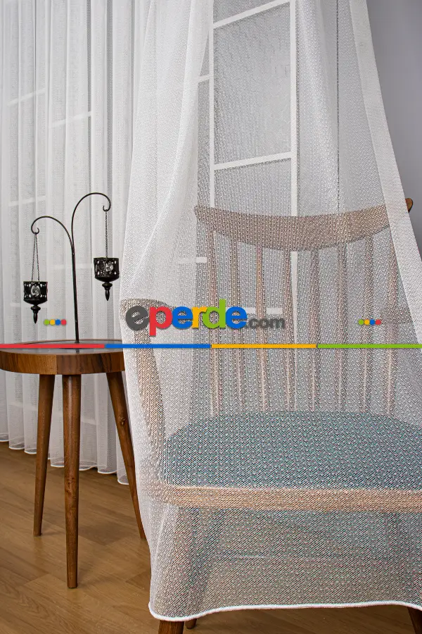 Kız ve Erkek Çocuk Odası Tül Perde - Mini Puantiyeli Örme Tül Perde