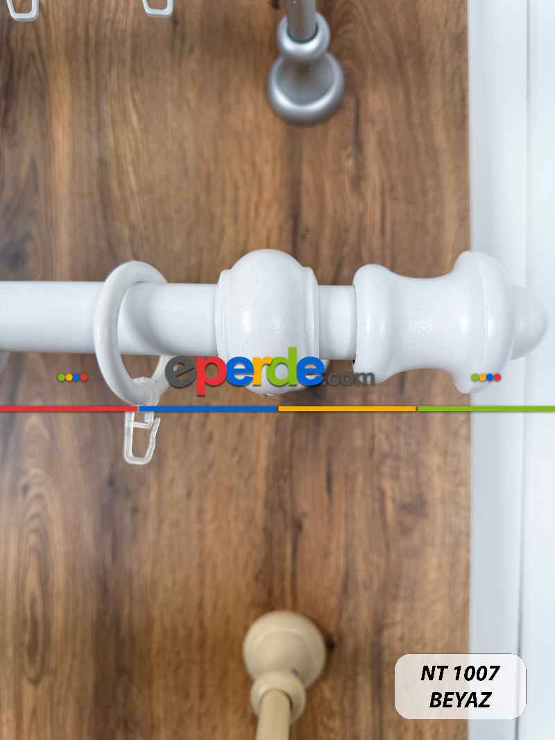 Beyaz Raylı Veya Raysız Plastik Halkalı Rustik Perde Askısı