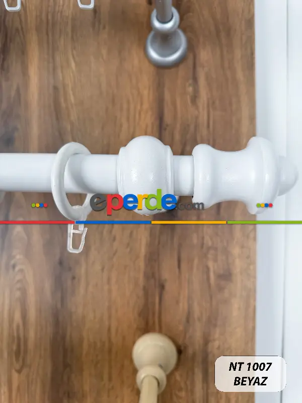 Beyaz Raylı Veya Raysız Plastik Halkalı Rustik Perde Askısı