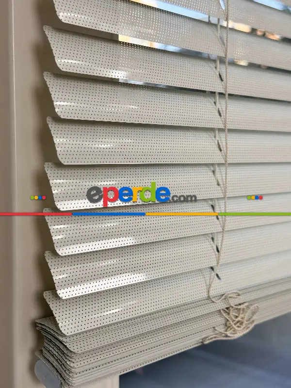 Ekru Perfore (delikli) Alüminyum Jaluzi Perde - 25mm