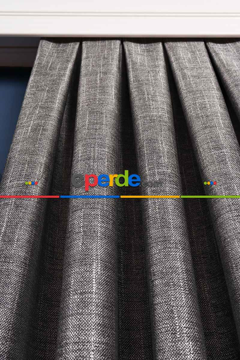 Yatak Odası Fon Perde - Carla Gri - Siyah Pano Fon Perde