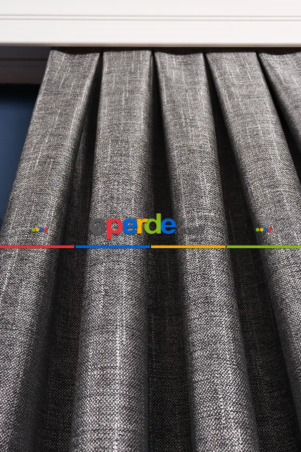 Salon Fon Perde - Carla Gri - Siyah Pano Fon Perde