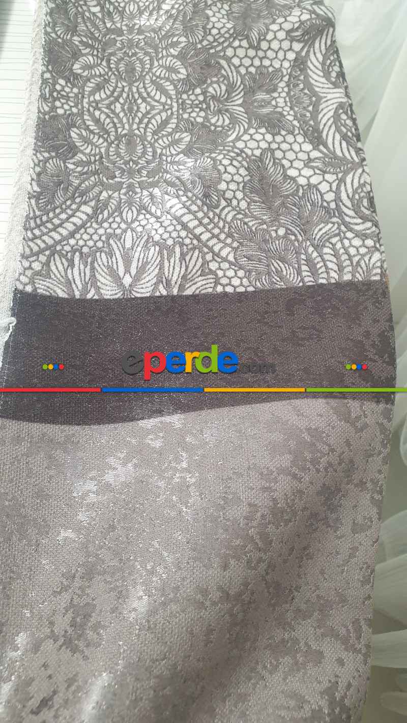 Brilant Fon Perde Dantella Moda Yeni Tasarım Gri Renk Fon Perde