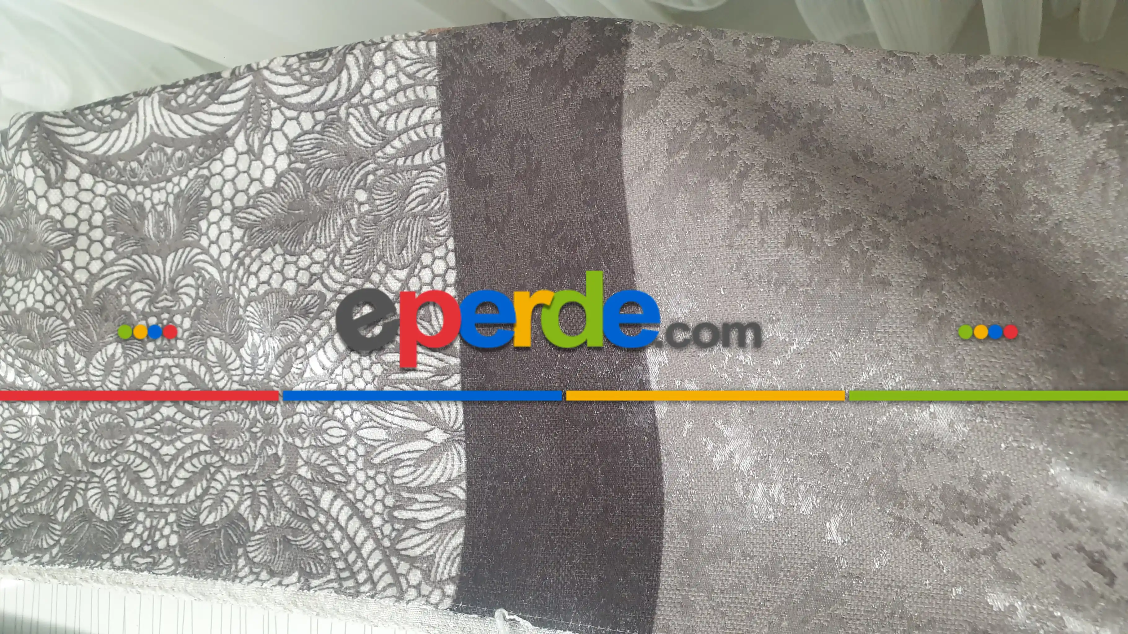 Brilant Fon Perde Dantella Moda Yeni Tasarım Gri Renk Fon Perde