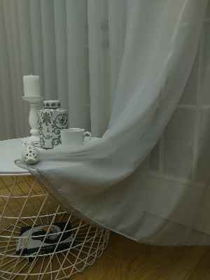 Mutfak - Açık Gri Tergal Vual Düz Tül Perde Elit Ürün