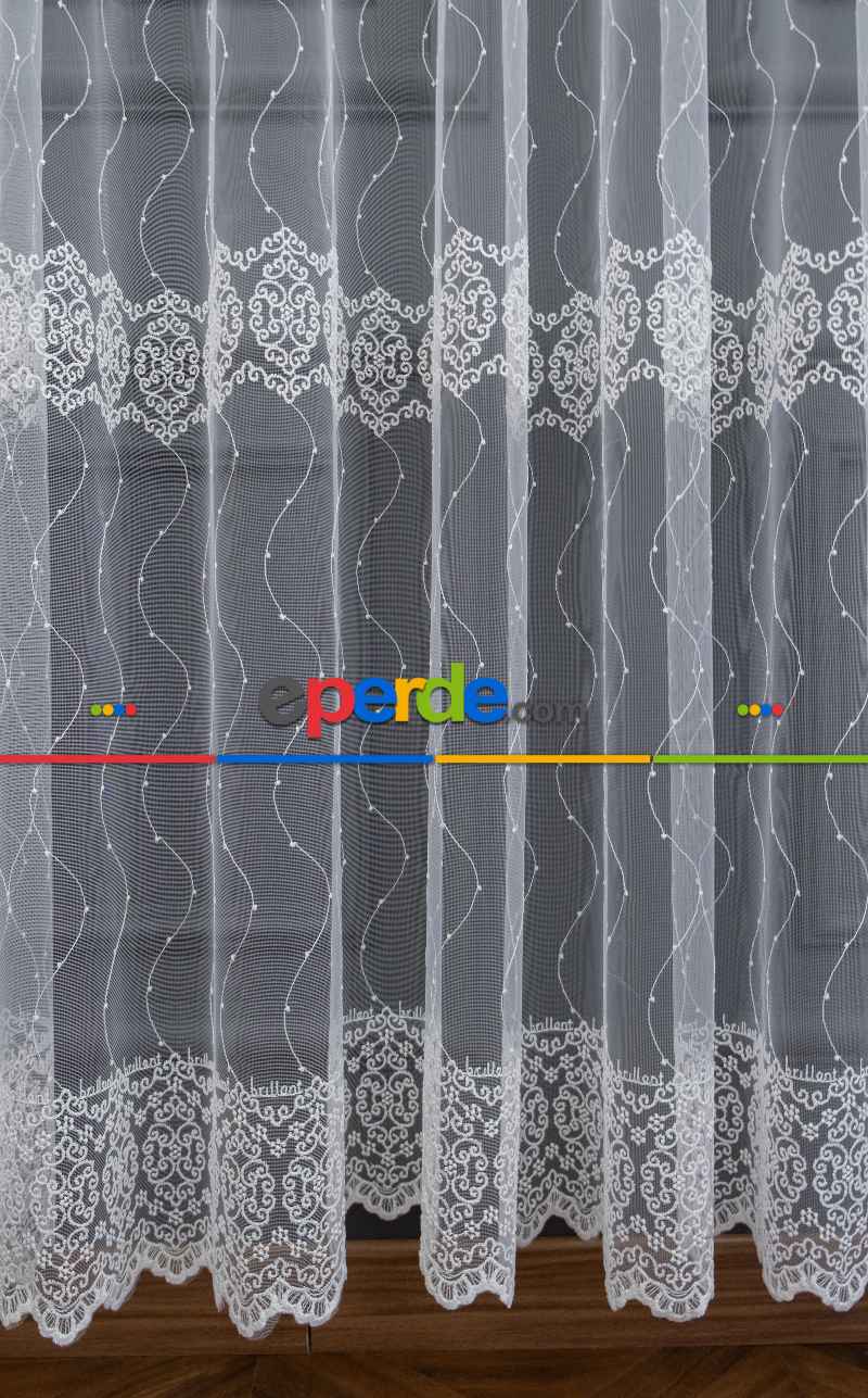 Brillant Tül Perde - Ela Brode İşlemeli Tül Perde - Damask Desenli Tül - Avangart Tül - Ottoman Tül