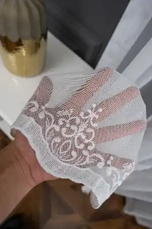 Taç Bohre Exculusive Damask Salon Tül Ütü İstemez Perde