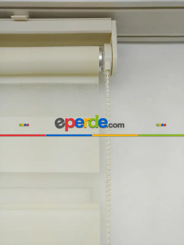 Salon Zebra Perde - Zebra Perde-tual Krem Renk Düz Zebra Perde- Krem