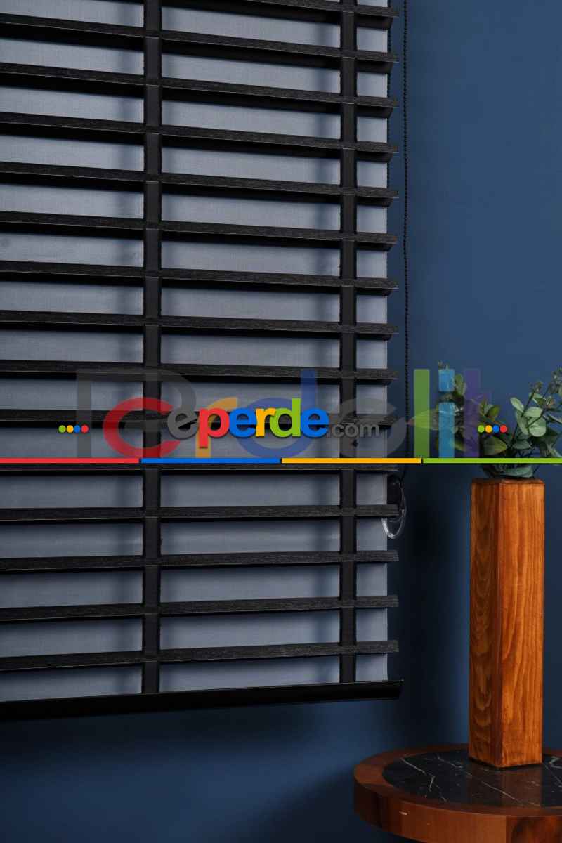 Siyah 50mm Silüet Kumaş Jaluzi Perde