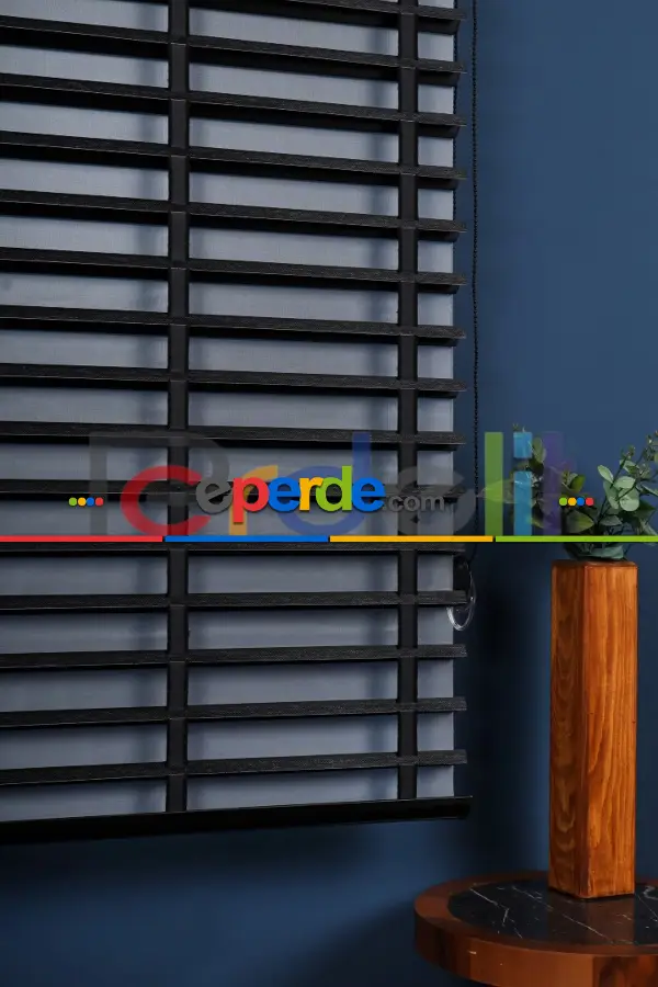 Siyah 50mm Silüet Kumaş Jaluzi Perde