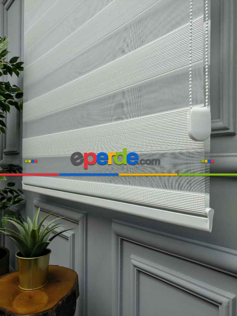 2025 Sezonu - Zebra Perde - Micro Plise (pileli) Zebra Perde- Beyaz