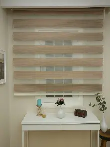 Oturma Odası - Zebra Perde - Geniş Pileli Zebra Perde- Sütlü Kahve