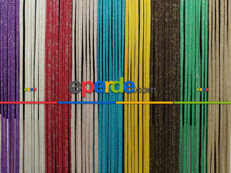 Yeşil Rengi Simli İp Perde Jumbo Zincir Serisi- Yeşil-gümüş